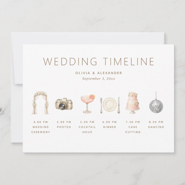 Invitation Calendrier de mariage + Bienvenue | Itinéraire élé (Dos)
