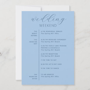 Invitation Calendrier de mariage de destination Bleu ciel pas