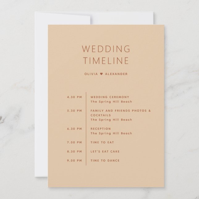 Invitation Calendrier de Mariage Sable Pêche Chaud | Itinérai (Dos)