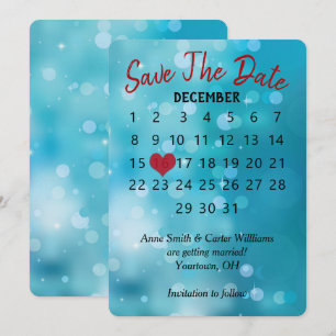 Invitation Calendrier de mariage "Sauver la date" sur Bokeh A