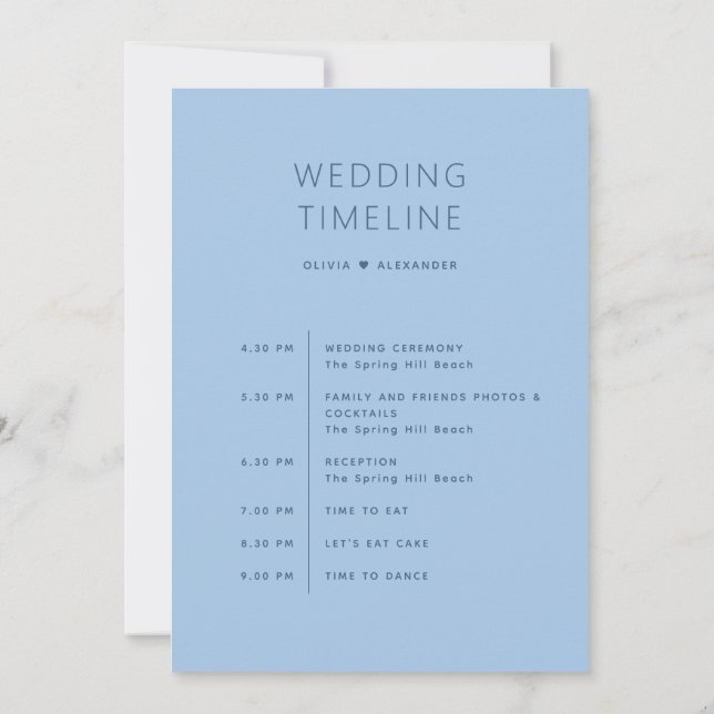 Invitation Calendrier de Mariage sur la Plage | Itinéraire Bl (Dos)