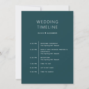 Invitation Calendrier de Mariage Teal Orageux Échéancier Él