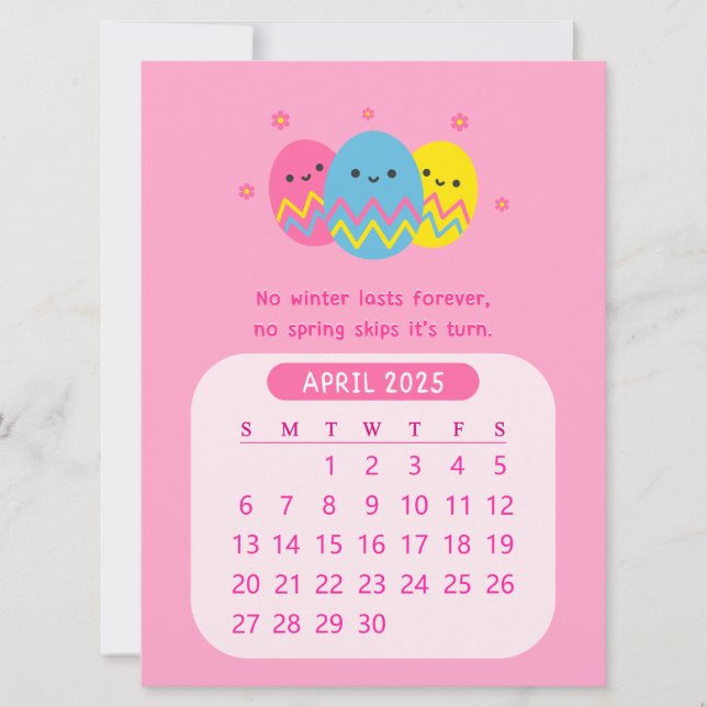 Invitation Calendrier de Pâques motivationnel mensuel d'avril (Devant)