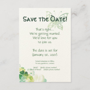 Invitation Calendrier de sauvegarde Coin Trèfle Vert et Papil