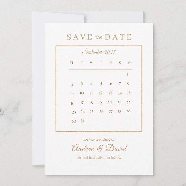 Invitation Calendrier de sauvegarde de date de mariage (Devant)