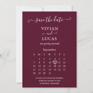 Invitation Calendrier de script de Bourgogne moderne Enregist