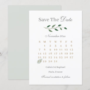 Invitation Calendrier de verdure d'eucalyptus Économisez la d
