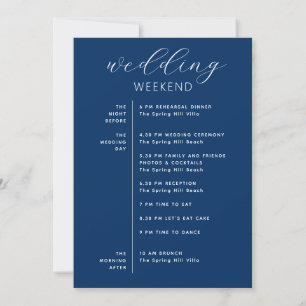 Invitation Calendrier de week-end Deep Blue Mariage Navy Na