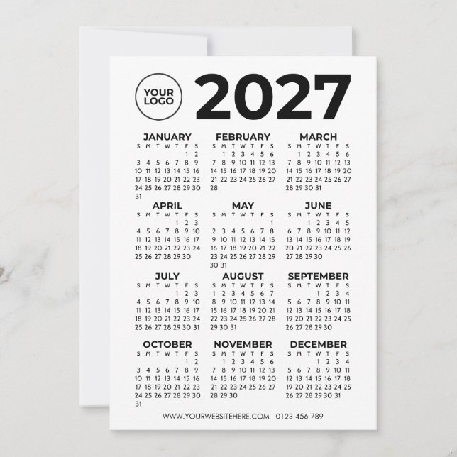 Invitation Calendrier d'entreprise Logo Vue annuelle 2027 (Devant)
