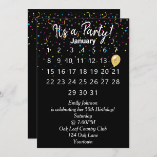 Invitation Calendrier des fêtes d'anniversaire avec Confetti