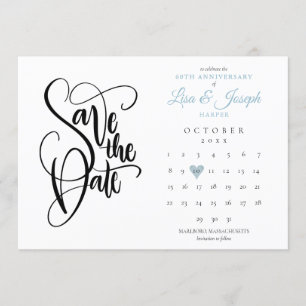 Invitation Calendrier du 60e anniversaire de mariage cœur d'a