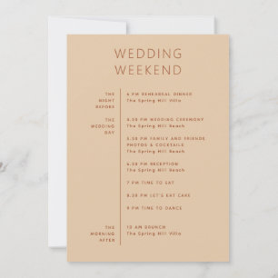 Invitation Calendrier du week-end de mariage Chronologie Pe