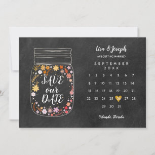 Invitation Calendrier Heart Mason Jar Chalkboard Enregistrer