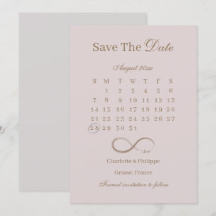 Invitation Calendrier Infinity Dusty Pink Enregistrer la date