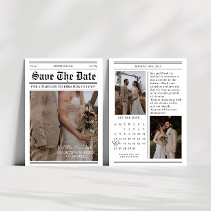 Invitation Calendrier mariage photo journal enregistrer la da
