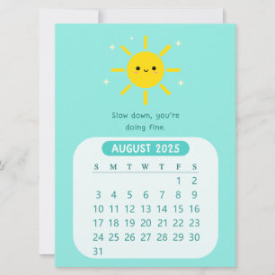 Invitation Calendrier mensuel kawaii motivant d'août 2025