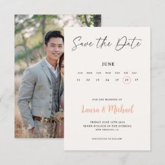 Invitation Calendrier Tendance Enregistrez la Date avec Photo