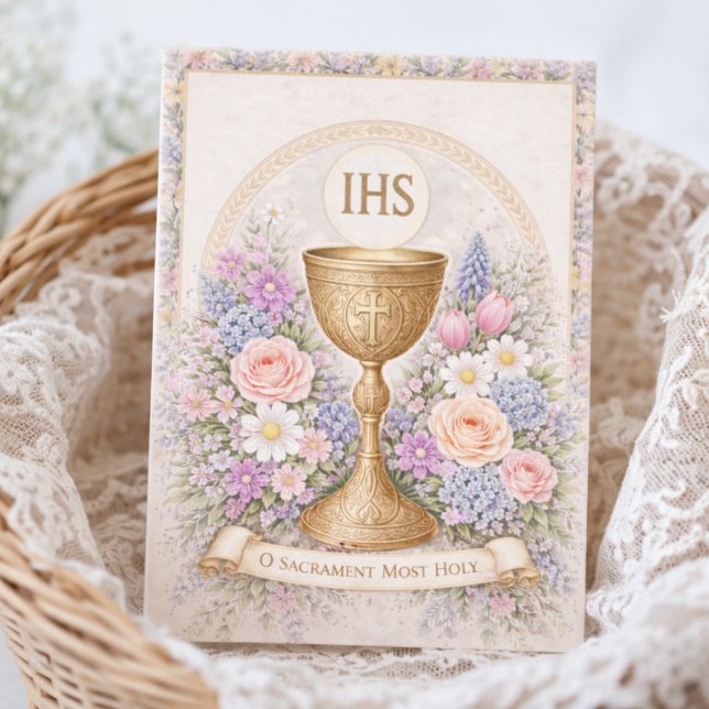 Invitation Calice de la Première Communion Hostie Florale  (Créateur téléchargé)