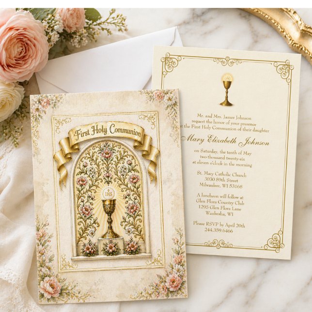 Invitation Calice de première communion solennelle traditionn (Créateur téléchargé)