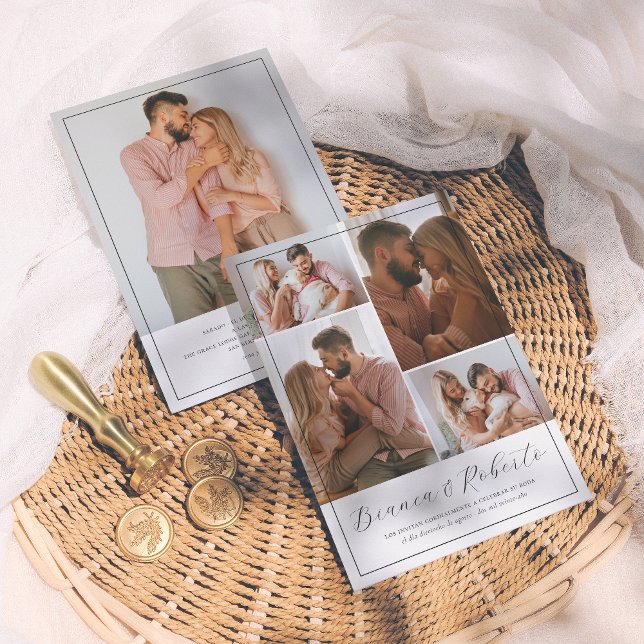 Invitation Caligrafía Moderna 5 Fotos Invitación de Boda (Créateur téléchargé)