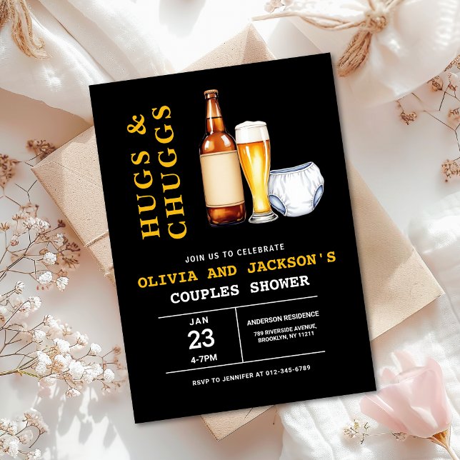 Invitation Câlins & Chuggs Bières Couches Couple Baby Shower (Créateur téléchargé)