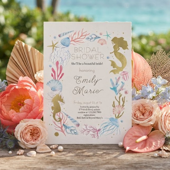 Invitation Câlins de corail et vœux d'océan pour une douche d (Créateur téléchargé)