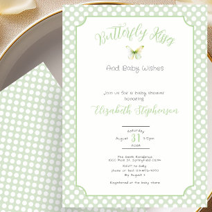 Invitation Câlins de papillon à pois verts Vœux de bébé