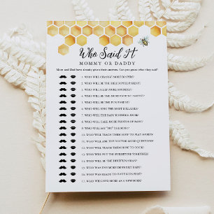 Invitation CALLA Bee Qui L'A Dit Maman Papa Baby Game Card