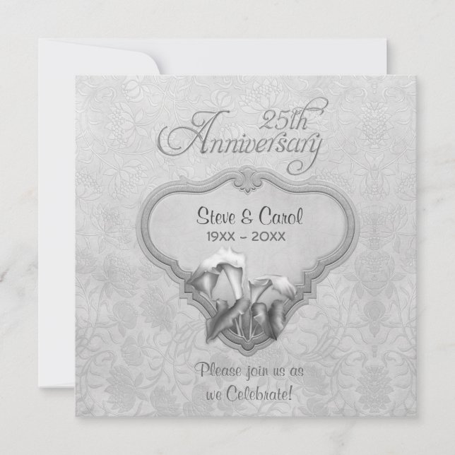 Invitation Calla d'argent 25e anniversaire de mariage (Devant)