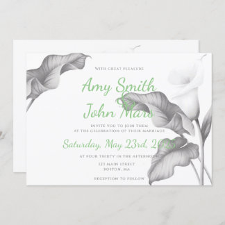 Invitation Calla Lilly Noir & Blanc