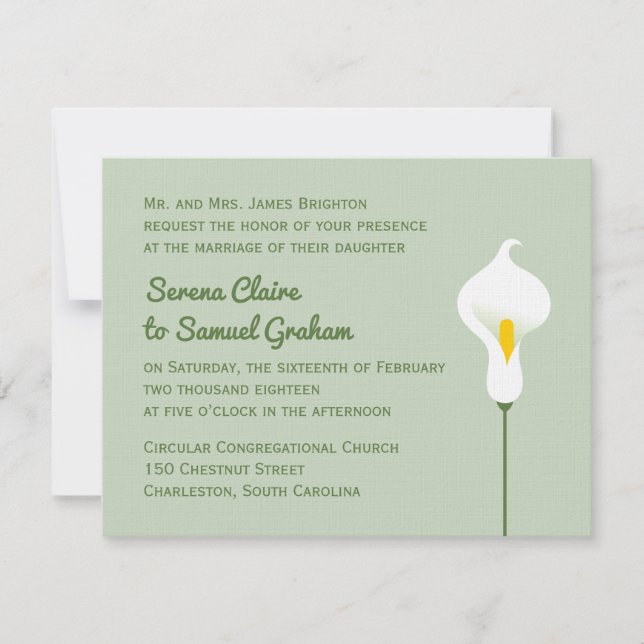 Invitation Calla Lily (Devant)