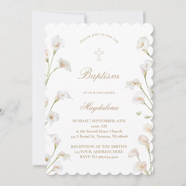 Invitation Calla lily | Baptême (Devant)