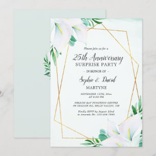Invitation Calla Lily Blanche Géométrique 25e Anniversaire