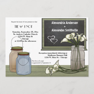 Invitation Calla Lily Chalkboard Et Mason Jar Wedding Inviten