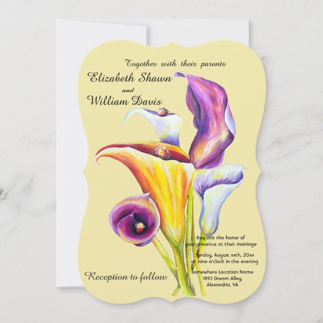 Invitation Calla Lily classique élégant mariage de fleurs (Devant)