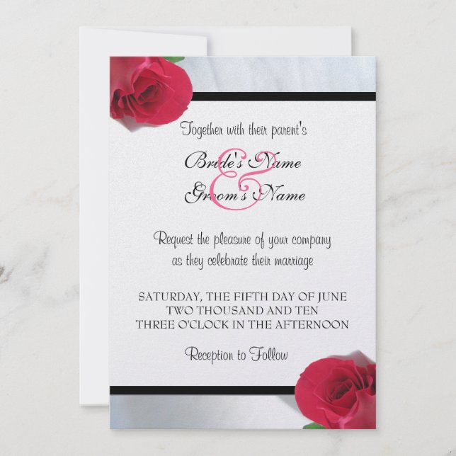 Invitation Calla Lily/Faire-part de mariage Rose (Devant)