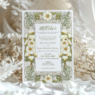 Invitation Calla Lily Mariage Musulman Art Nouveau Mucha