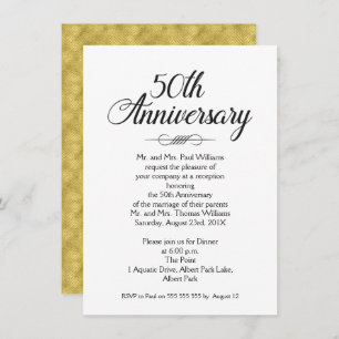 Invitation calligraphie 50e anniversaire du Mariage Invitatio