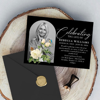 Invitation Calligraphie à fleurs blanches Célébration de la v