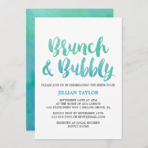 Invitation Calligraphie Aquarelle Destination Brunch & Bubbly