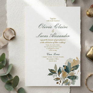 Invitation Calligraphie aquarelle feuille d'eucalyptus modern