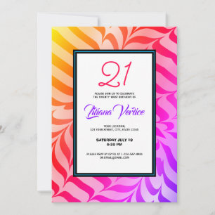 Invitation Calligraphie arc-en-ciel Stripes de tigre psychédé