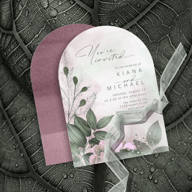 Invitation Calligraphie Arche de mauve florale ID771 (Créateur téléchargé)