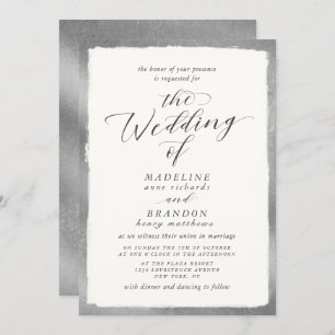 Invitation Calligraphie avec Silver Edge Mariage luxueux
