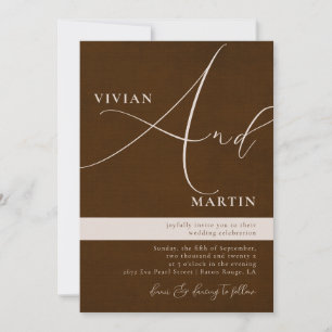 Invitation Calligraphie Big Bold "And" Espresso Brown Mariage