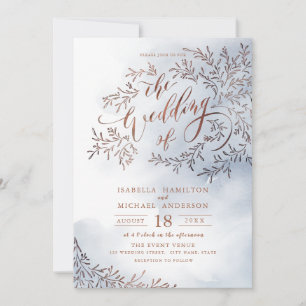 Invitation Calligraphie bleu outremer mariage floral rustique
