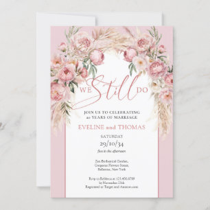 Invitation Calligraphie blush peonies pampas arche nous faiso