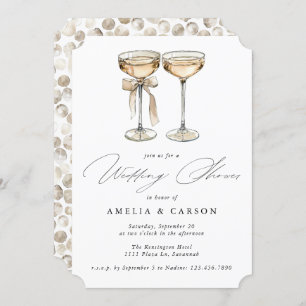 Invitation Calligraphie Champagne Elégante Douche de Mariage