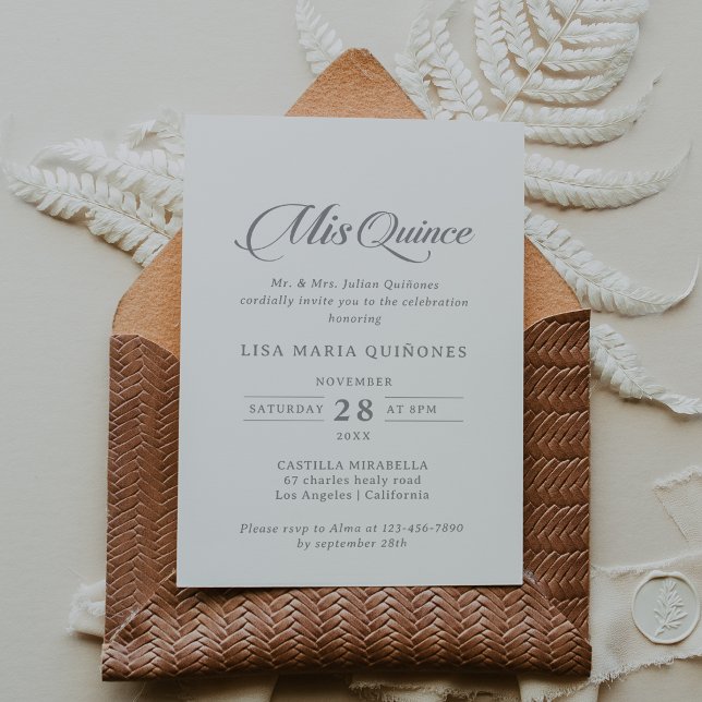 Invitation Calligraphie Chic Classique Mis Quince Quinceañera (Créateur téléchargé)
