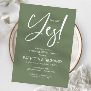 Invitation Calligraphie Chic Elle a Dit Oui Fête de Fiançaill